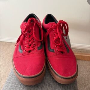 Red/Black Old Skool Vans with Gum Sole Sz. 10.5